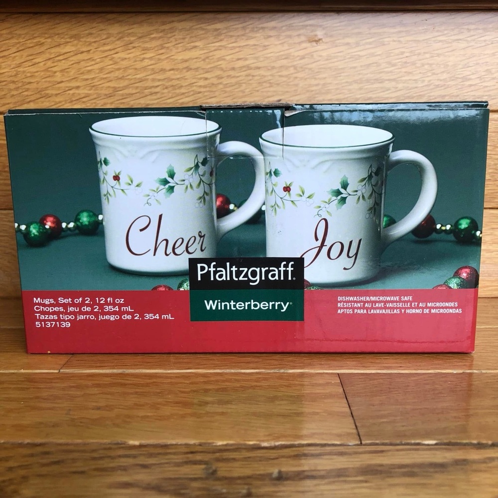 New PFALTZGRAFF Winterberry Mug Coffee Tea Christmas Drinkware Cheer Joy